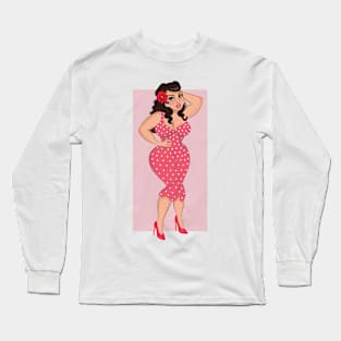 Curvy Pin Up Girl Long Sleeve T-Shirt